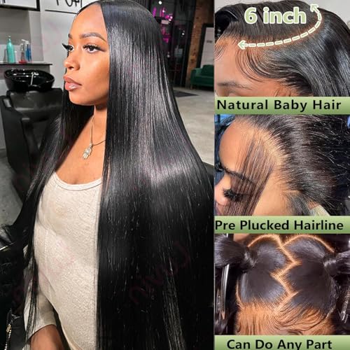 30 Inch 13x6 Lace Front Wigs Human Hair Pre Plucked Straight HD Lace Front Wigs Human Hair 180 Density 13x6 Frontal Wigs with Baby Hair Straight Glueless Wigs Human Hair for Women