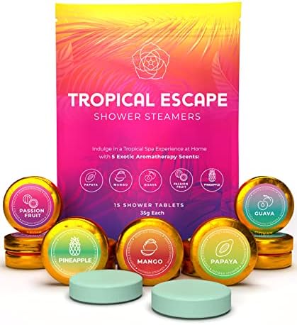 Aromatherapy Shower Steamers 15-Pack - Exotic Fruity Scents, Relaxing Spa Experience, Ideal Gift for Women & Men