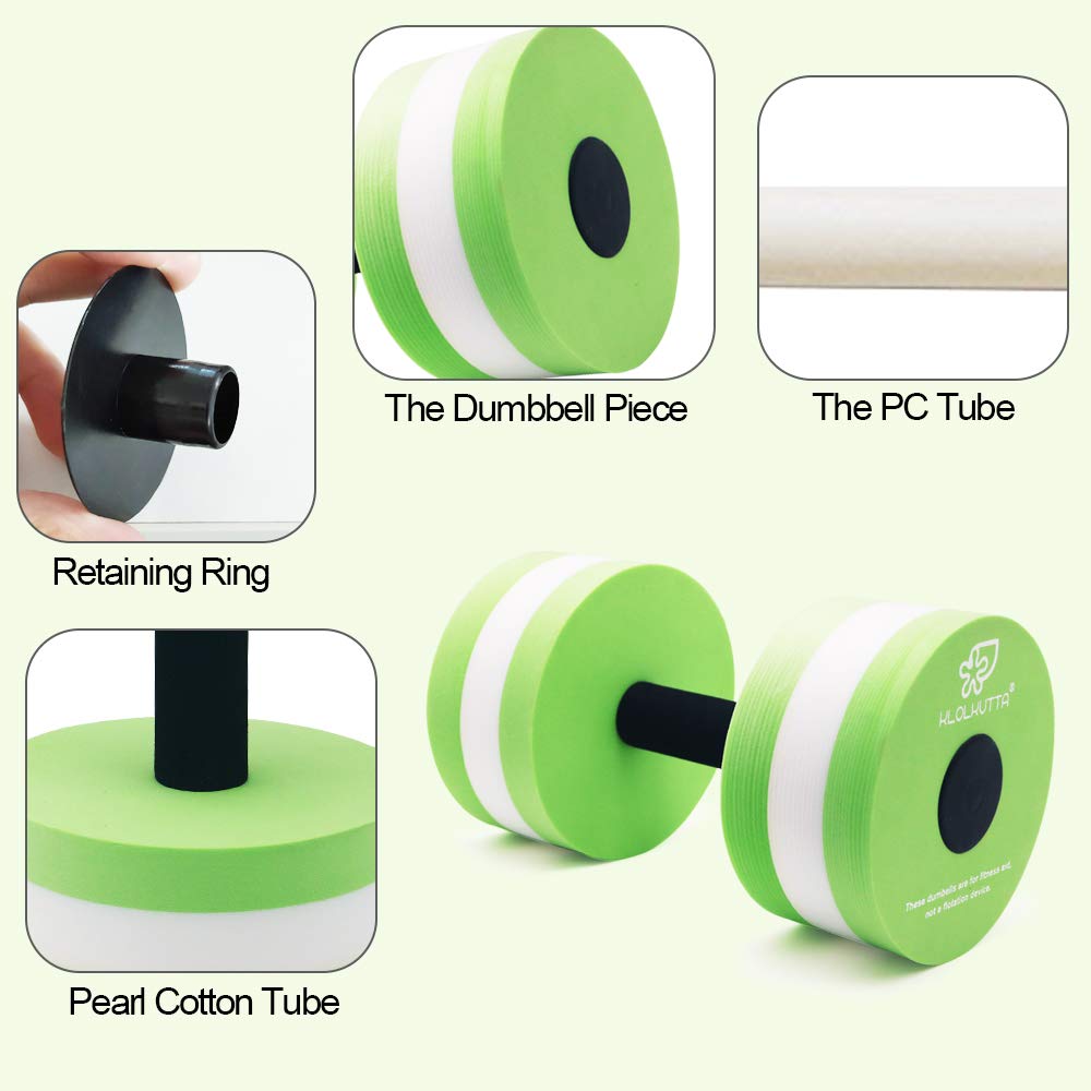 KLOLKUTTA Aquatic Dumbells, 2PCS Water Aerobic Exercise Foam Dumbbell Pool Resistance,Water Aqua Fitness Barbells Hand Bar Exercises Equipment for Weight Loss