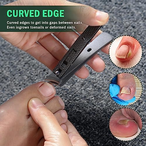 FVION Angled Nail Clippers, Ingrown Toenail Clipper for Thick Nails, Slant Curved Blade Nail Cutters Ingrown Nail Pain Relief Tool