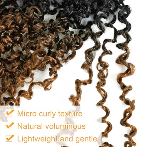Aksice 8 Inch Yanky Twist Crochet Hair for Black Women 8 Packs Pre-looped Yankee Twist Hair Brown Spring Mini Passion Twist with Curly Ends Synthetic Crochet Braids (8 Inch, OT30#)