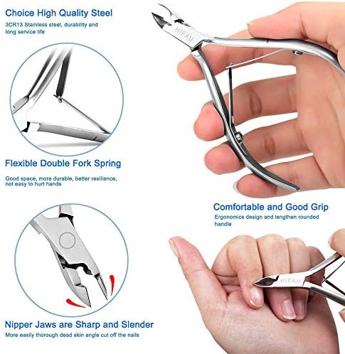 8 Piece Professional Cuticle Nippers Kit, Cuticle Trimmer with Cuticle Pusher & Other Durable Nail Care Manicure Kit for Women, Premium Stainless Steel & Ergonomic Design, Travel & Gift