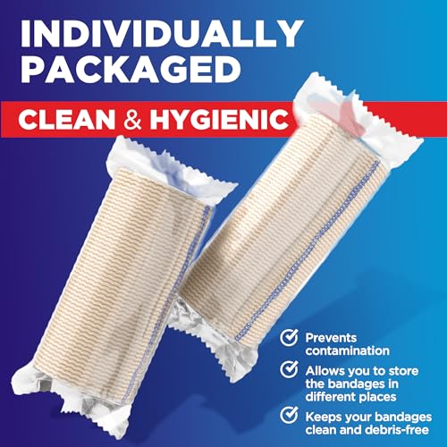 Premium Elastic Bandage Wrap – (2pk) – 4” Self-Closing Reusable Compression Bandage Wrap for Legs and Arms - Foot, Elbow, Knee Wrap