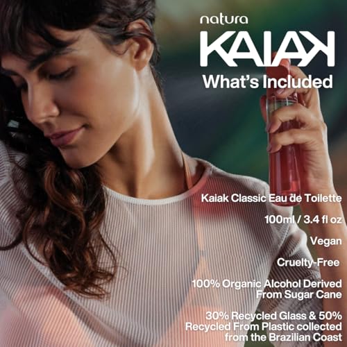 natura Kaiak Classic Eau de Toilette for Women - Long Lasting Fragrance with Notes of Fresh Citrus, Jasmine, Orchid, Musk, Sandalwood & Cedar - Citric & Floral Women’s Perfume 100 ml (3.4 fl oz)