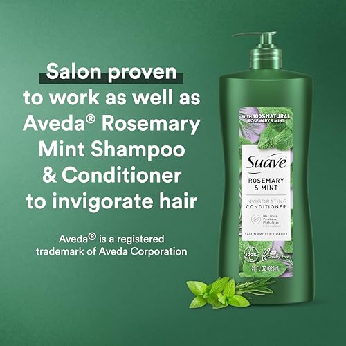 Suave Natural Rosemary & Mint Conditioner, for Strong & Healthy Hair, No Dyes, No Parabens, No Phthalates, 28 oz Pack of 4