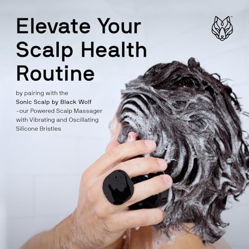 Black Wolf Mens Shampoo for Oily Hair, 12 Fl Oz - Charcoal-Infused Oil Control Shampoo with Moisturizing & Deep Cleansing Formula Hydrates & Nourishes Scalp - Daily Hair Care for Men