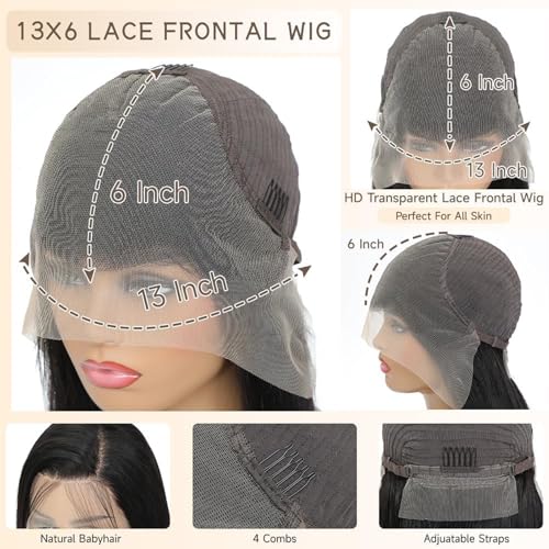 30 Inch Deep Wave Lace Front Wigs Human Hair 13x6 HD Lace Front Wigs Pre Plcked Curly Wig for Women 200% Density Water Wave Lace Front Wigs With Baby Hair