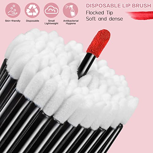 250 Pieces Disposable Eyebrow Brushes Makeup Brush Set, 100PCS Angled/Round Eyebrow Brushes 50PCS Double-End Eyeshadow Brushes, 100PCS Lip Brushes for Women Girls Salon Beauty Cosmetic Make up Tool