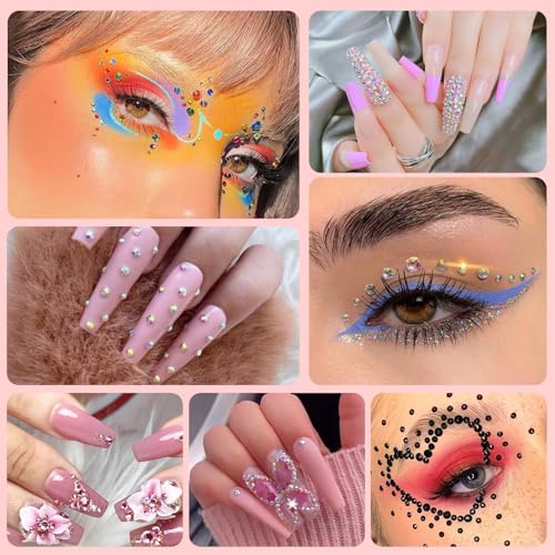 Canvalite 25000PCS Resin Jelly Rhinestones for Crafting,Clear AB Flatback Gems, Bedazzling Crystal with 5 X 2.5g B7000 Jewelry Glue and Tweezers and Dotting pen for DIY Crafts Clothing Shoes Nail Art