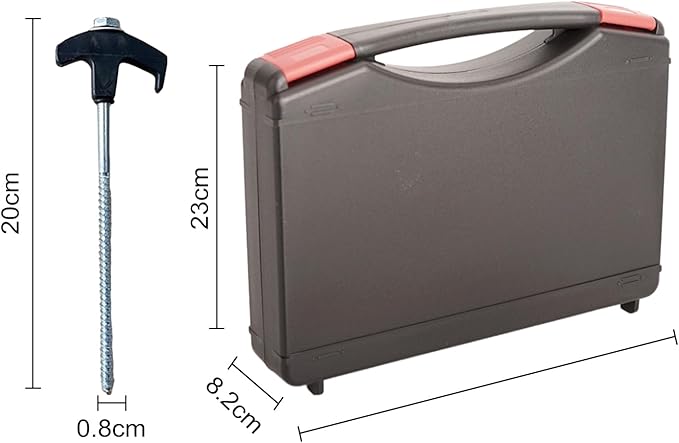 8" Screw in Tent Stakes - Ground Anchors Screw in, Screw in Tent Stakes Heavy Duty, Tent Pegs Camping Stakes, Metal Threaded Tent Spikes, Screw Tent Stakes with Hex Sleeves (12Pcs+Box Black)