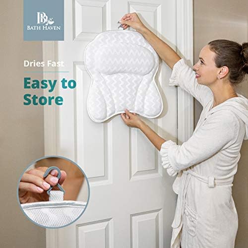 Bath Pillow for Tub, Luxury Bathtub Pillow Head and Neck Support, Relaxing Spa Cushion Head Rest for Tub, Bathtub Accessories for Women and Men with Quick Drying 3D Air Mesh Portable Washable