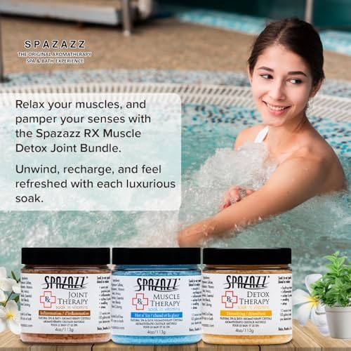 Spa & Hot Tub RX Therapy Muscle Detox Joint Bundle 3 Pack Gift Set - Spazazz Therapeutic Mineral Dead Sea Bath Salt Crystals Collection
