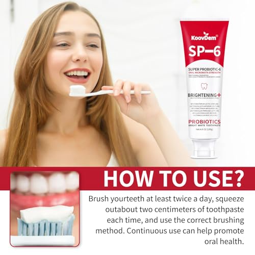 2025 New Sp-6 Probiotics Whitening Toothpaste-Fluoride-Free, Enhanced Formula with 6 Probiotics for Gum Care & Fresh Breath, Fresh Mint Flavor(2PC)（Red）
