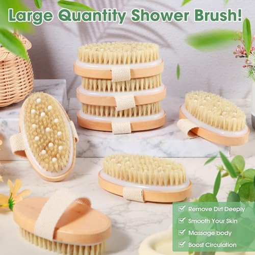 Gejoy 10 Pcs Dry Brushing Body Brush Exfoliating Brush with Massage Nodule Dry Skin Body Scrubber for Shower Bath Back Circulation Improvement Dead Skin Remove Beauty Exfoliator(4.92 x 2.56 Inches)