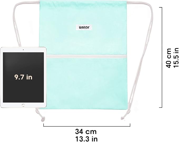 WANDF Drawstring Backpack String Bag Sackpack Cinch Water Resistant Nylon for Gym Shopping Sport Yoga (Mint Green)