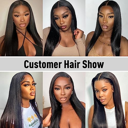 6x4 HD Lace Wear and Go Glueless Wig Human Hair Pre-Plucked, Pre-Cut Lace Glueless Wigs, No Glue Lace Front Closure Wig Straight, 200% Density, 24 inch