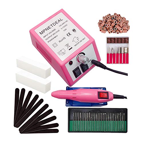 Electric Nail Drills Machine e File Dremel buffers Sanding Bands Bits for Acrylic Nails Gel Polish Glazing Art Set Polisher Grinder Filer Manicure Pedicure Kit máquina uñas acrilicas Pink
