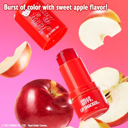 Lip Smacker Hello Kitty So Jelly Lip & Cheek Tint, Moisturizing Sheer & Buildable Color, Fun Bouncy Jelly Texture, Sweet Apple Flavor - Apple