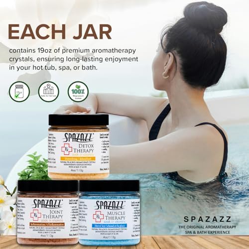 Spa & Hot Tub RX Therapy Muscle Detox Joint Bundle 3 Pack Gift Set - Spazazz Therapeutic Mineral Dead Sea Bath Salt Crystals Collection