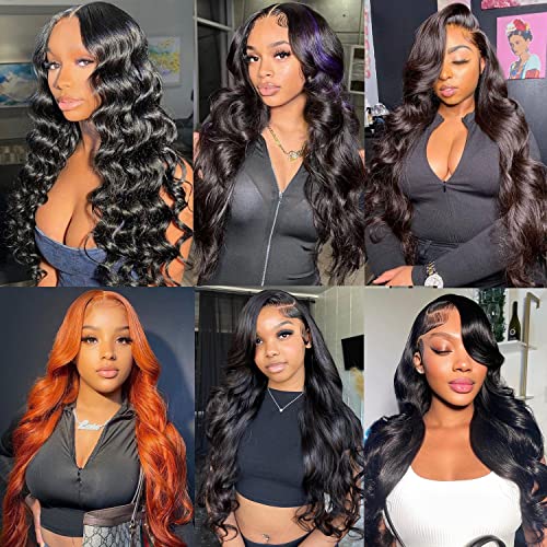 30Inch 13X6 Lace Front Wigs Human Hair Body Wave 200% Density HD Transparent Lace Frontal Wigs Body Wave Pre Plucked Glueless Wigs Human Hair for Women With Baby Hair