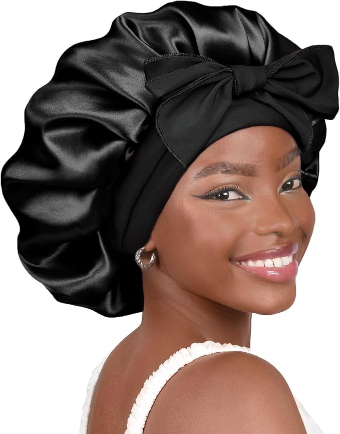 Silk Sleeping Bonnet for Women | Double Layer Satin Lined | Burgundy