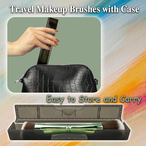 4 in 1 Makeup Brush, Travel Makeup Brush Set with Case, Mini Makeup Brushes, Powder Foundation Brush, Concealer Brush, Eyeshadow Brush, Dual Ended Makeup Brush for Liquid,Cream, Powder