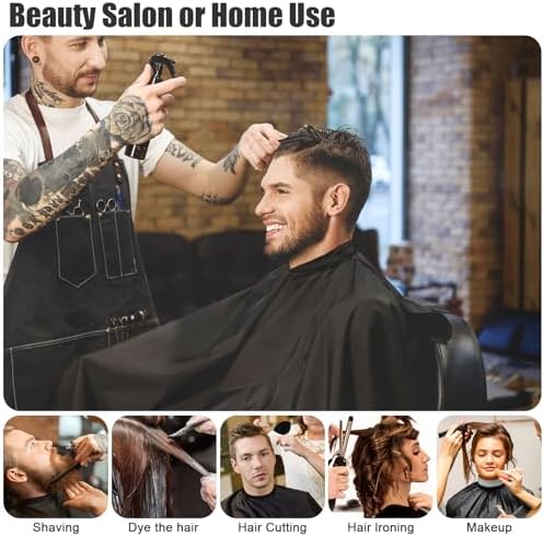 NICEMOVIC 10 in 1 Hair Cutting Barber Cape with Neck Duster Brush Barber Brush Neck Strips Hair Combs Hair Clips, Professional Barber Accessories Cleaning Supplies for Salon Haircut Styling (Black)