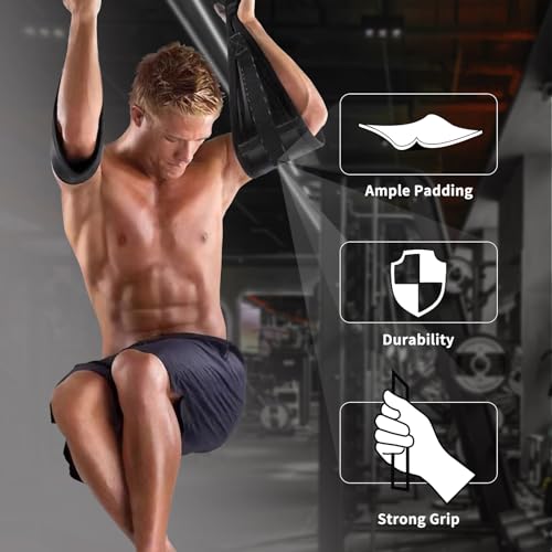 Hanging Ab Straps for Pull Up Bar: Gym Ab Sling Straps for Arm Pull up Workout Support for Training Knee and Leg Raises (Black)