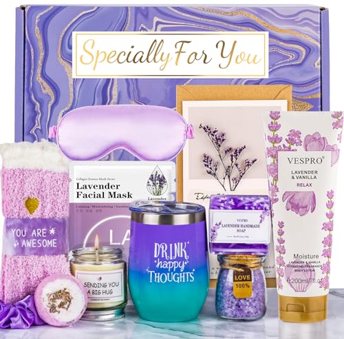 Birthday & Get Well Soon Care Packages & Gift Baskets for Her - Bath Relaxing Spa Set - Self Care Gifts for Women Who Have Everything
