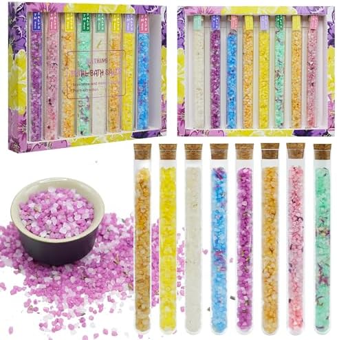 Bath Salt Gift Set for Women – 8 Pack Epsom and Dead Sea Salt with Essential Oils, Daily Relaxing Soak for Tub or Foot Bath, Travel Size, 1oz Each