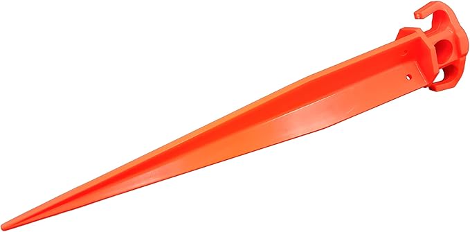16" 12 PCS Tent Pegs Garden Stakes Durable and Strong Plastic Tent Stakes for Beach Mat, Camping, Hiking, Garden, Landscape Stakes, Orange Stakes UV Resistant