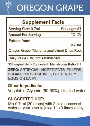 Secrets of the Tribe Oregon Grape Alcohol-Free Liquid Extract, Responsibly farmed Oregon Grape (Mahonia aquifolium) Dried Root (2 FL OZ)
