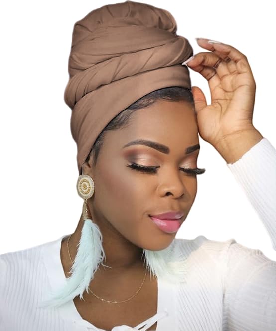 Ftoronaly Head Wraps for Black Women Hijab Scarves Large Muslim Headwraps Stretch Hair Wraps Headband Camel