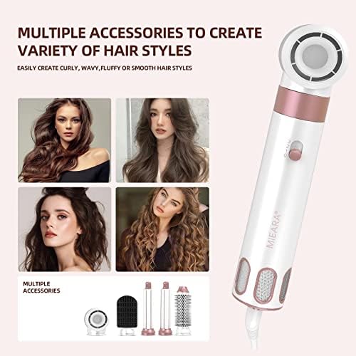 5 in 1 Hair Air Styler, Ionic Hair Dryer Brush Hot-Air Curlers, Multi Hair Styler, Blow Dryer for Fast Drying Straightening Volumizing Curling Styling (Pink)