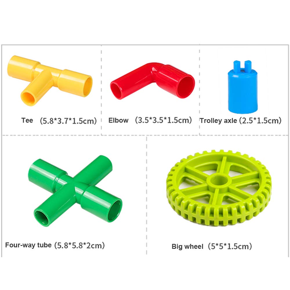 102pcs Pipe Building Block Bricks Plugging Toy Assemble DIY Pipeline Blocks with Wheels Car Construction Toy for 3 Year Old Kid