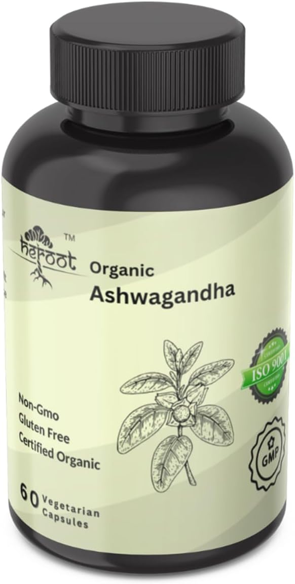 Organic AshwagandhaCapsules Pure Organic Ashwagandha Powder and Root Extract - Stress Relief, Mood Enhancer (Pack of 60 Capsule)