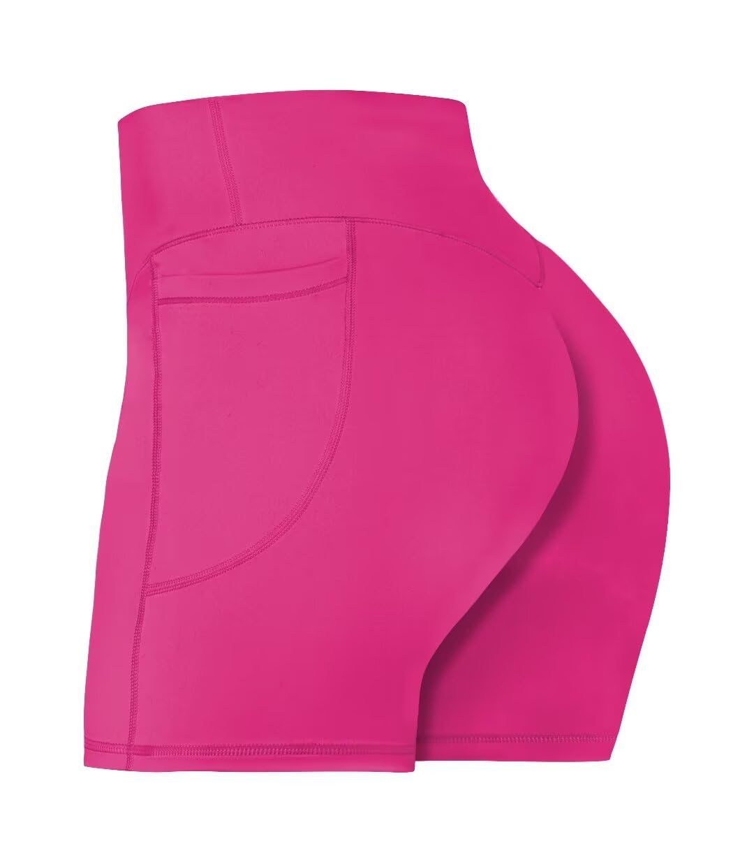 Sunzel No Front Seam Biker Shorts for Women with Pockets, Yoga Workout Gym Bike Shorts with Tummy Control 5" Sonic Pink X-Small