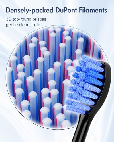7MAGIC Model D26 Electric Toothbrush Heads, Replacement Toothbrush Heads for Deep Cleaning, Durable and Effective, 2 Pack Toothbrush Replacement Brush Heads, Black