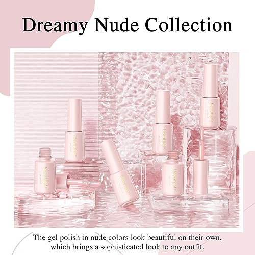 Beautpal Nude Gel Polish 10 Pcs All Seasons Skin Tones Gel Nail Polish Nude Pink Neutral UV Gel Polish Nail Set Salon DIY Manicure Gift Set