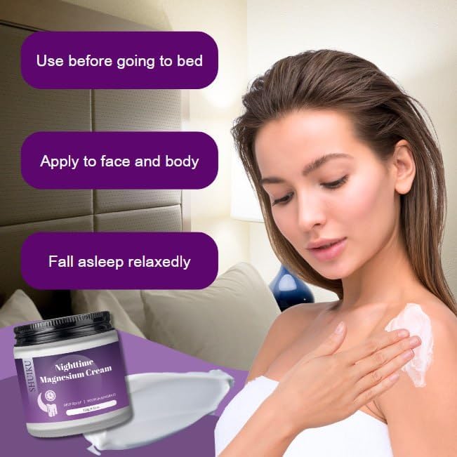 Magnesium Lotion for Sleep & Calm, Topical Magnesium Cream for Relaxation, Nightly Calm, Better Sleep, and for Leg Cramps & Pain