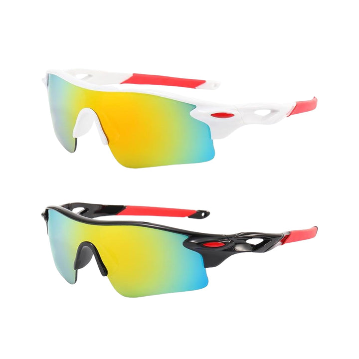 swanoble UV400 2 Sports Sunglasses for Kids Cycling,Light frame Sunglasses for Boys Girls,Youth Softball Baseball Golf (Black Red+White Red)