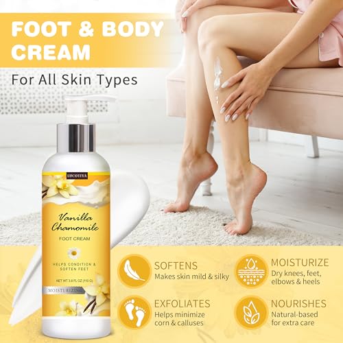 LUCOTIYA Foot Soak Set Pedicure Kit, Vanilla chamomile Foot Soak Salts,Foot File,Foot Scrub & Urea Foot Cream,Pedicure Supplies for Dry Cracked Feet for Women