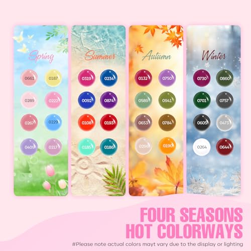 MEFA 60 Pcs Gel Nail Polish Kit with U V Light, 32 Colors Classic Popular Nail Kit Soak Off Nail Polish Gel Set with Matte/Glossy Base Top Coat Easter Decorations Manicure Tools Gifts for Women