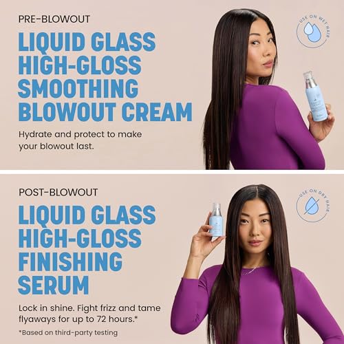 Drybar Liquid Glass High-Gloss Smoothing Blowout Cream | Reduces Frizz, Smooths Hair, Enhances Shine for a Healthier Appearance | Heat Protectant for Hair up to 450°F