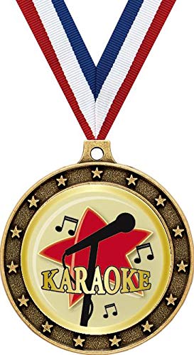 Crown Awards Gold Microphone Music Medals - 2.5" Karaoke Star Singing Award Medal 5 Pack Prime