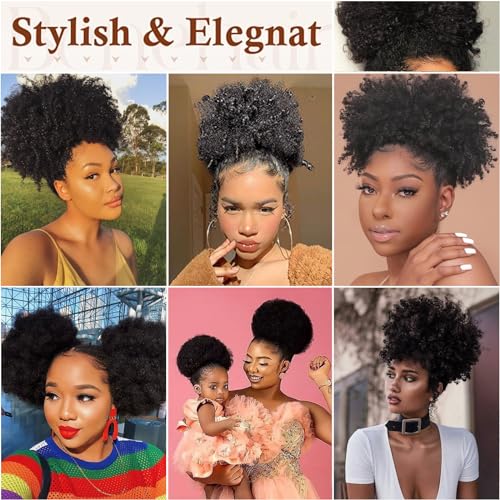 AISI QUEENS Extra Large Afro Puff Drawstring Ponytail for Women,Big Black Afro Kinky Curly Hair Bun Synthetic Hairpieces Clip in Hair Extensions for Black Women Girls (Extra Large,1B#)