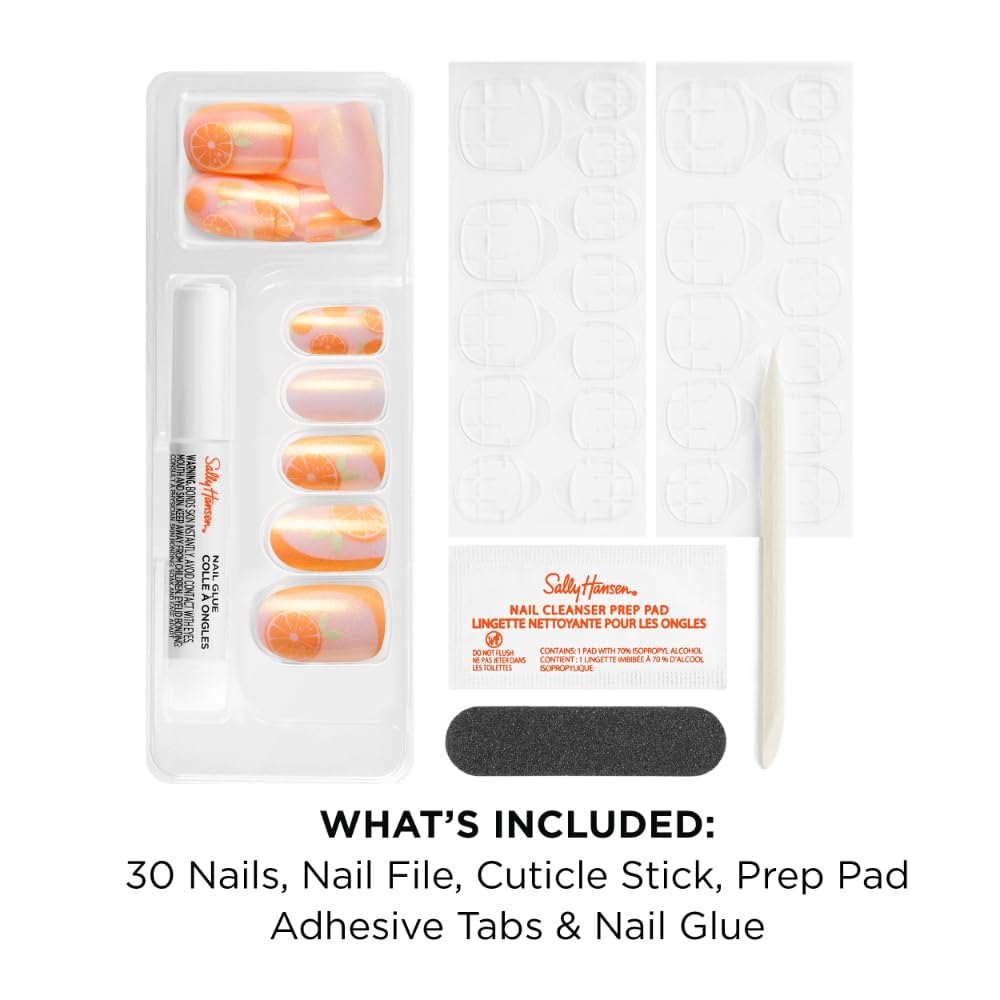 Sally Hansen Instant Cuticle Remover | Press-On Nails Set with Glue & Tabs