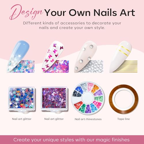 Modelones 133pcs Poly Extension Gel Nail Kit, 32 Colors All Seasons Poly Gel kit with Nail Lamp Slip Solution Builder Thickening Manicure Tools for Starter Salon DIY