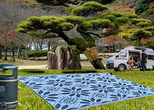 BalajeesUSA Outdoor Rug – 6x9, Sky Blue, Grey, Reversible Recycled Plastic Straw Rug Waterproof Outdoor Patio Rugs Clearance Large RV Camper Mats 331