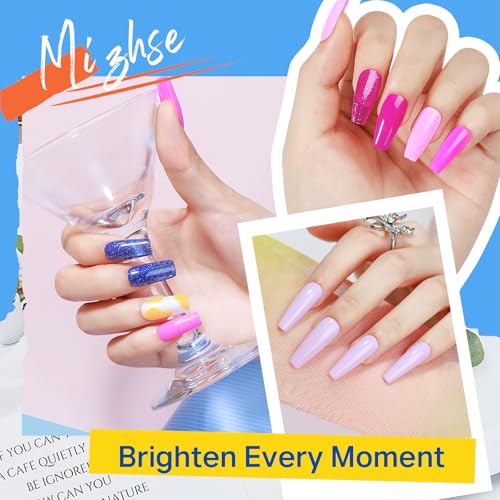 MIZHSE Quick Dry Nail Polish Set, 24 Colors Regular Nail Polish Non Gel, Air Dry Fast Neon Trendy Glitter Bulk Nail Lacquer Oil-based Long Lasting Fingernail Toe Home DIY Gift for Women